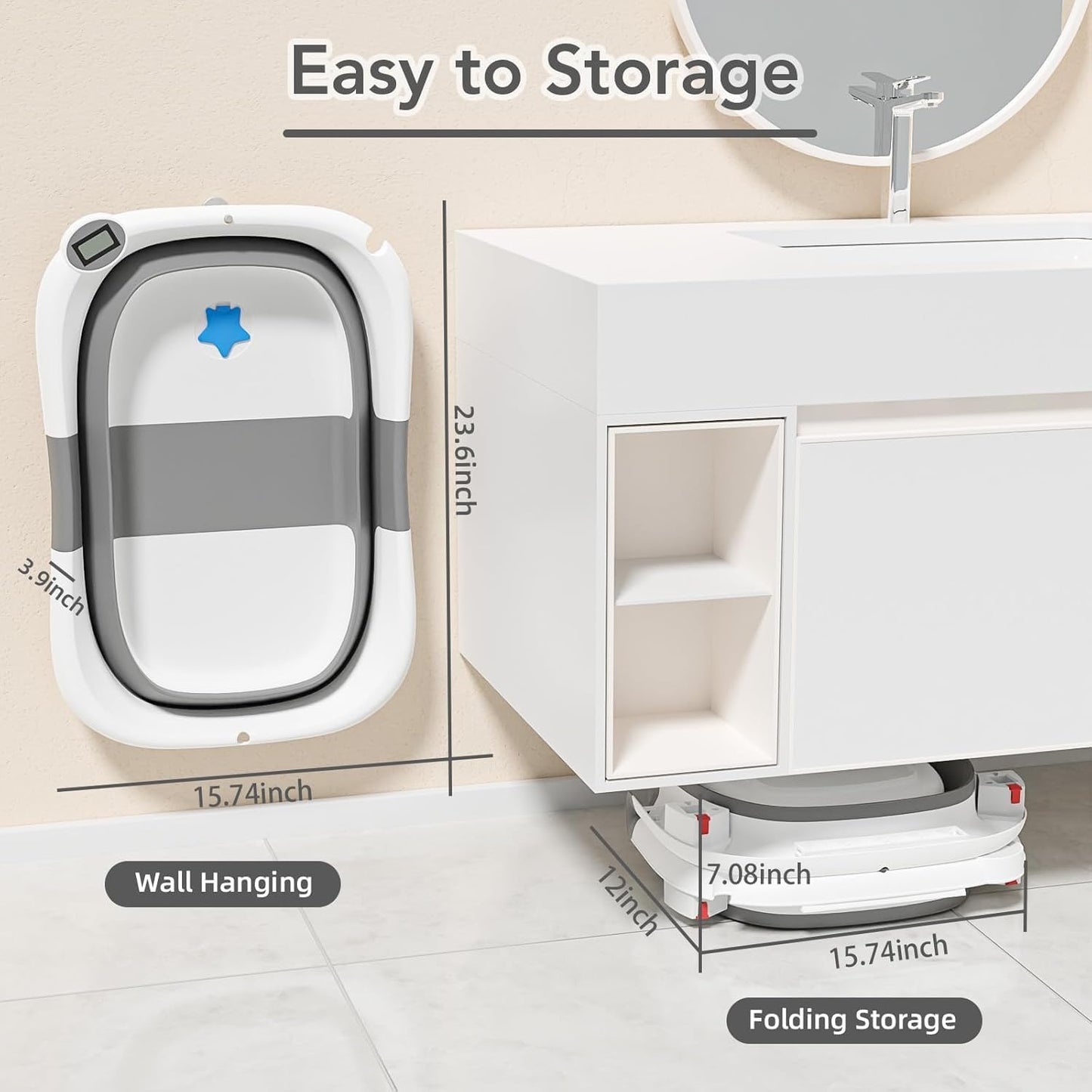 Bañera Plegable para Bebés con termometro